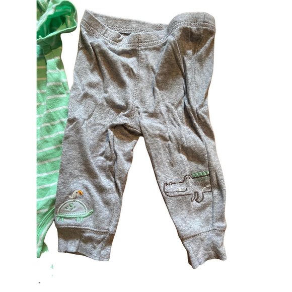 Carter's 6 month See Ya Later Alligator Green Striped Outfit Baby Boy - Picture 2 of 5